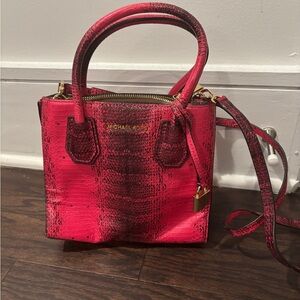 Michael Kors Pink Snake Print Satchel